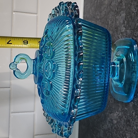 Indiana Blue Glass Covered Pedestal Dish - Picture 10 of 16